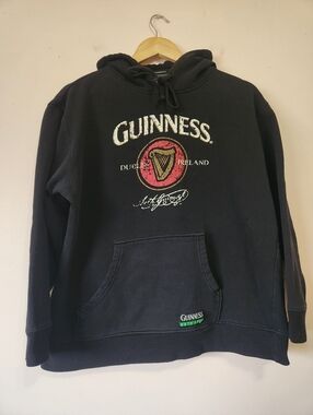 Authentic Guinness Black Hoodie Size M Thrashed Distressed Grunge Skater Vintage